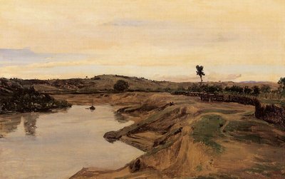 The Walk of Poussin, Countryside of Rome by Jean Baptiste Camille Corot